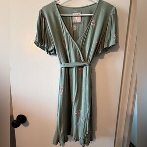 Goods for life SO Floral Green Wrap Dress